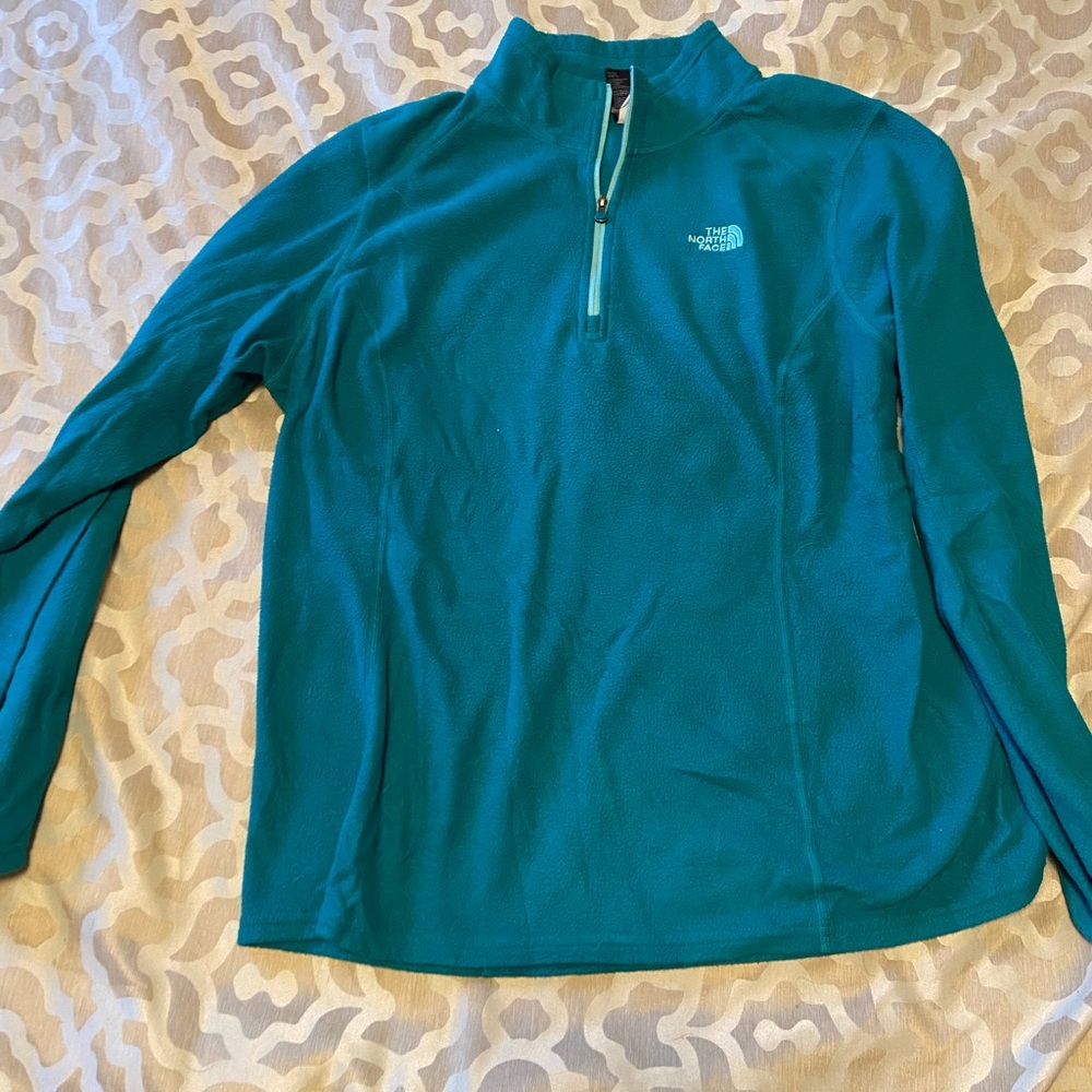 North Face teal fleece quarter zip